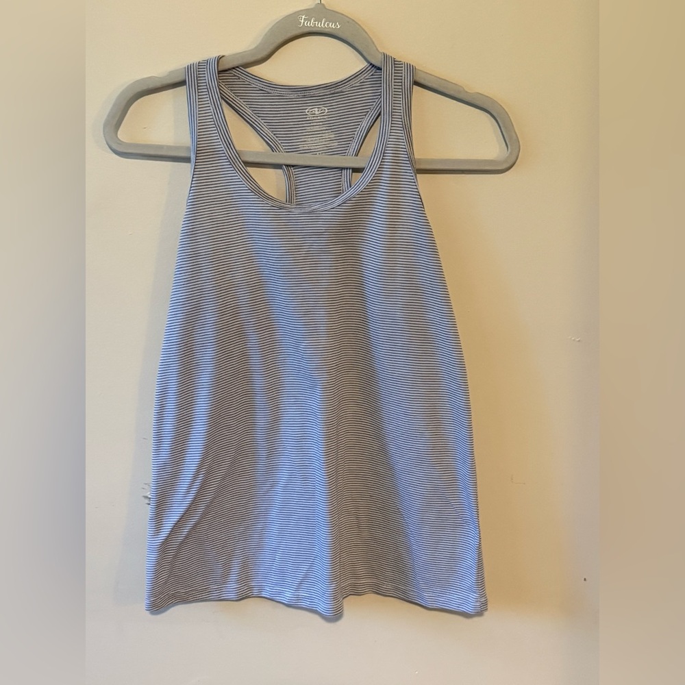 Blue & White Striped Women's Racerback Tank Top Size Small 4-6 Athletic Works